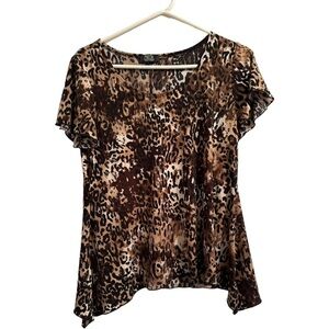 Shannon Ford New York Tunic Blouse Womens Small Brown & Black Animal Print